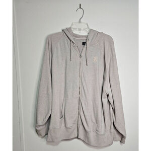 Victoria’s Secret VS Heathered Beige Zip Up Hoodie Women's SZ XL Cotton Blend